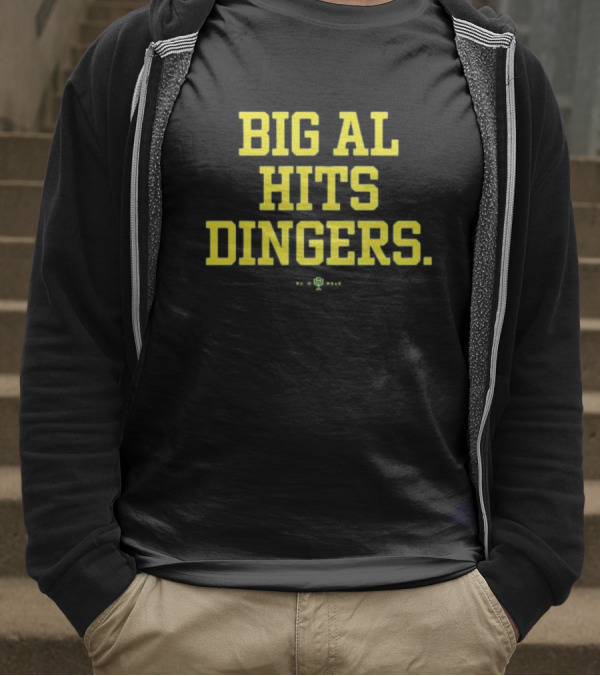 Big Al Hits Dingers Baseball Quote Yellow Text T-Shirt