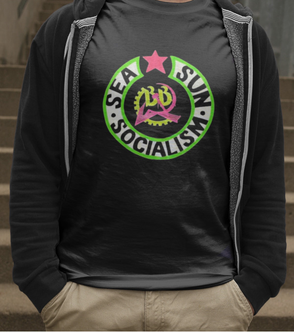 Billy Bragg Sea Sun Socialism LD Star Circle T-Shirt