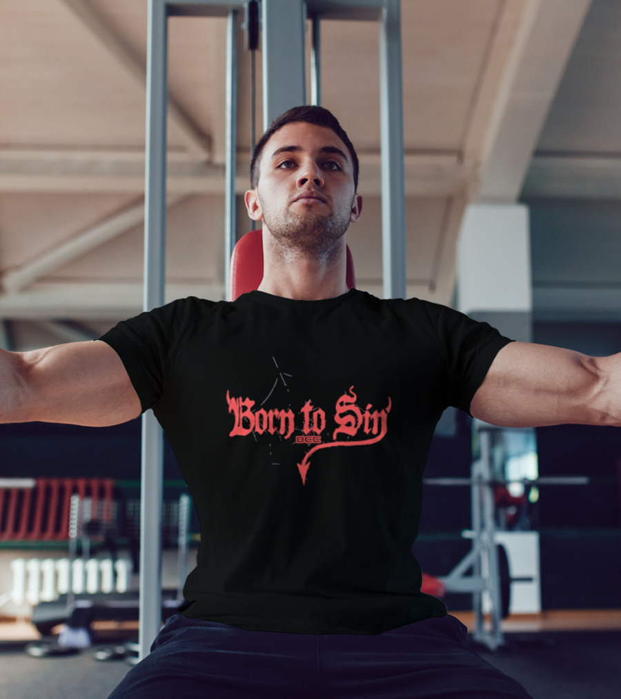 Blackcraft Cult Born To Sin Red Gothic Text With Pentagram And Arrow T-Shirt