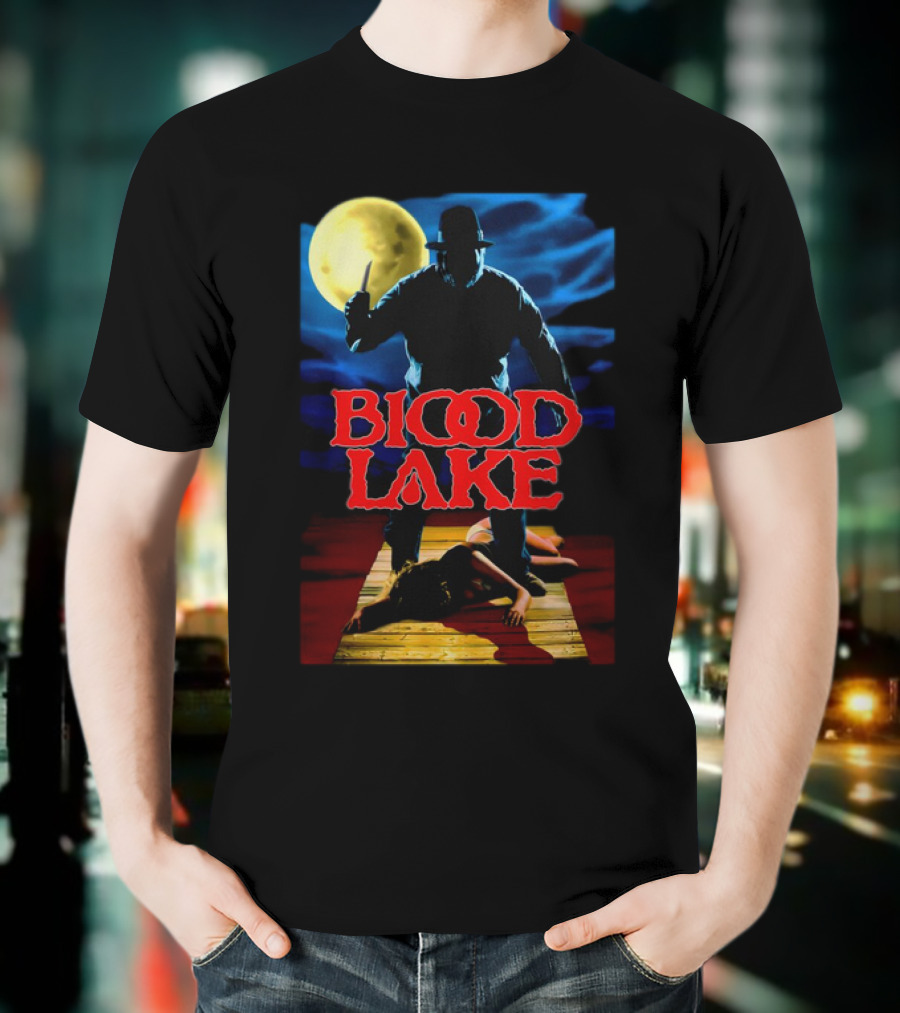 Blood Lake Horror Movie Moonlit Killer Silhouette T-Shirt