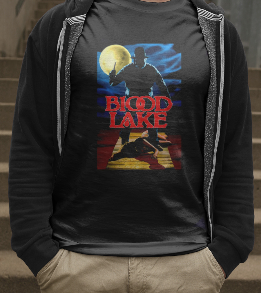 Blood Lake Horror Movie Moonlit Killer Silhouette T-Shirt