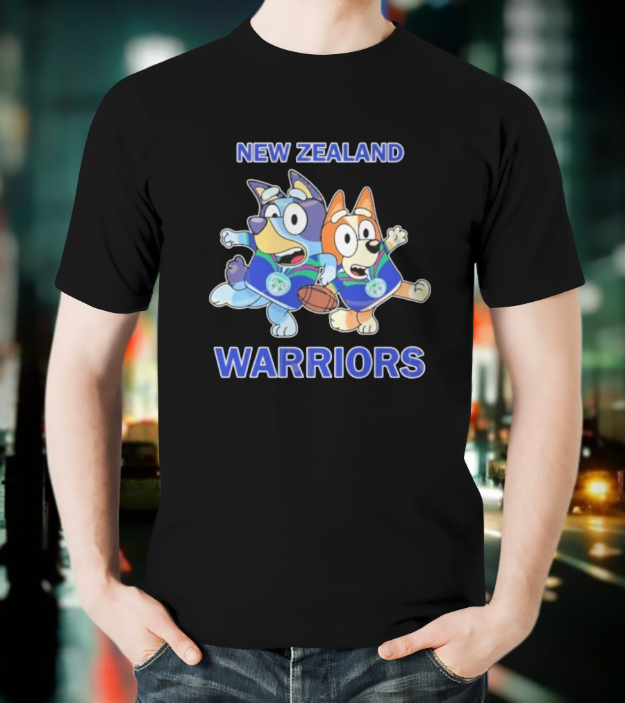 Bluey New Zealand Warriors Rugby Collaboration T-Shirt