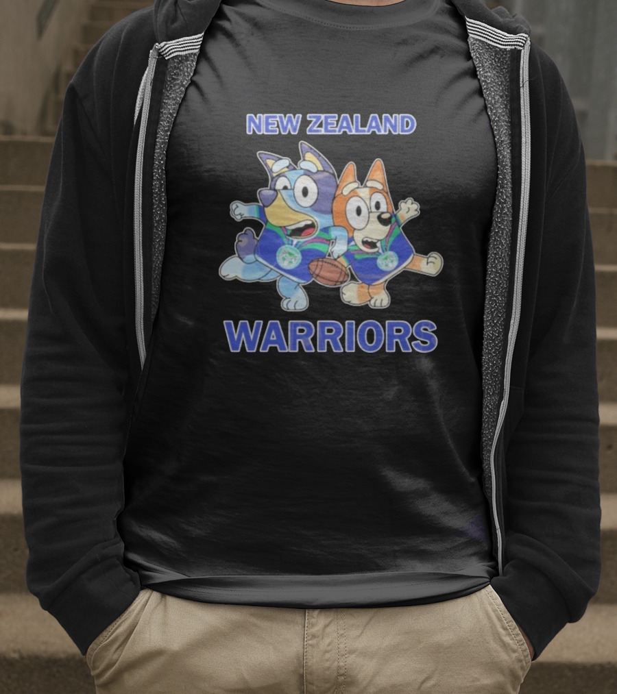 Bluey New Zealand Warriors Rugby Collaboration T-Shirt
