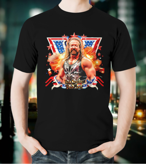 Bob Cook The Cooker Professional Wrestler Starburst American Flag T-Shirt