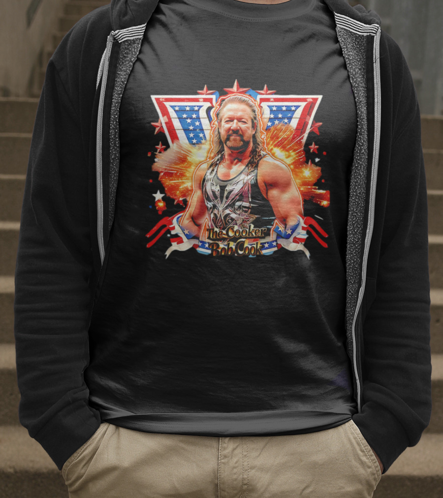 Bob Cook The Cooker Professional Wrestler Starburst American Flag T-Shirt