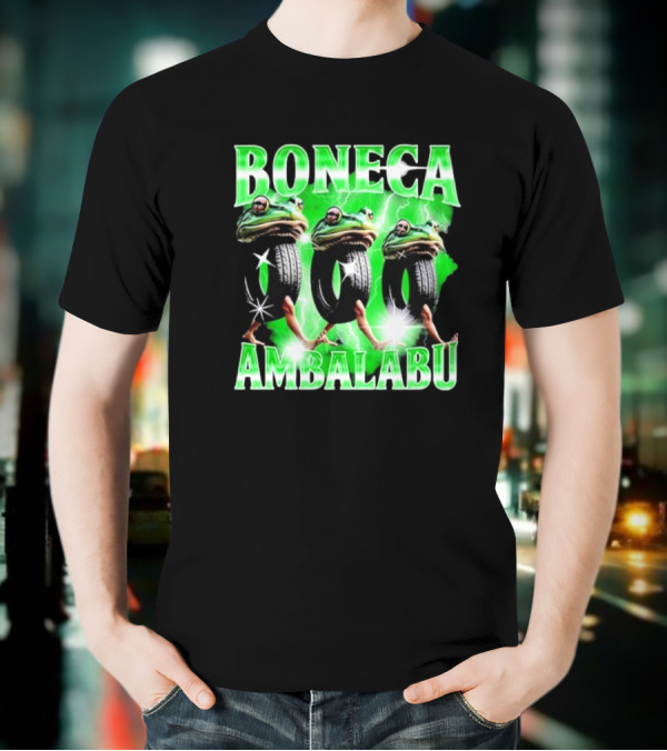 Boneca Ambalabu Frog Head With Tires And Green Lightning T-Shirt