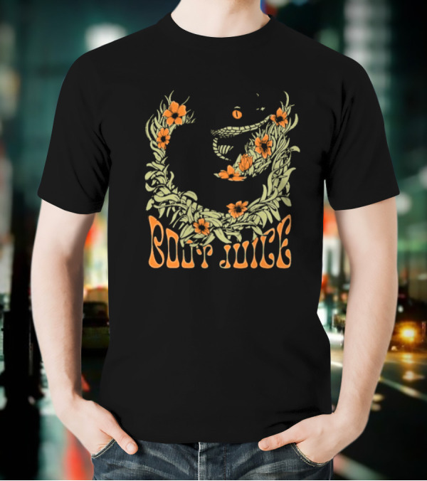 Boot Juice Snake With Floral Wreath And Orange Flowers T-Shirt