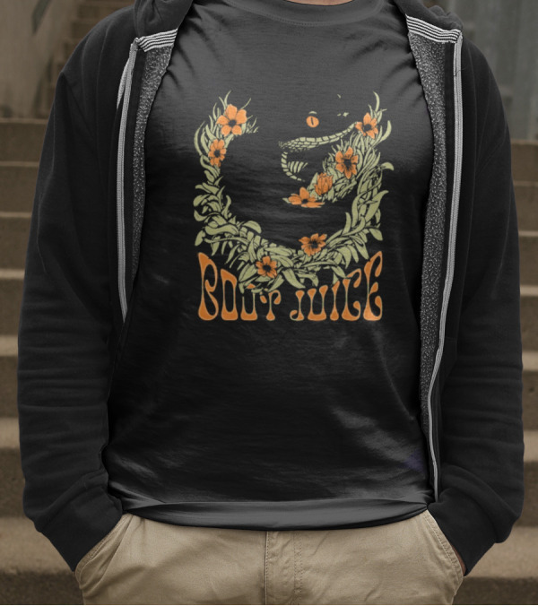Boot Juice Snake With Floral Wreath And Orange Flowers T-Shirt