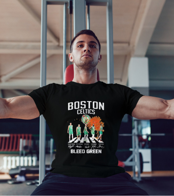 Boston Celtics Bleed Green Abbey Road Players Signatures T-Shirt