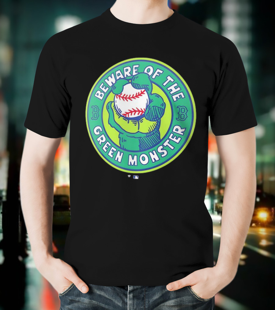Boston Red Sox Beware Of The Green Monster Baseball Iconic Fenway Park Imagery T-Shirt
