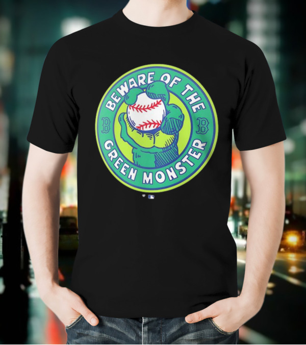Boston Red Sox Beware Of The Green Monster Baseball Iconic Fenway Park Imagery T-Shirt