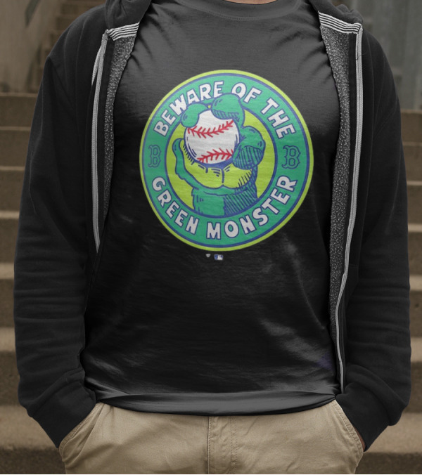 Boston Red Sox Beware Of The Green Monster Baseball Iconic Fenway Park Imagery T-Shirt
