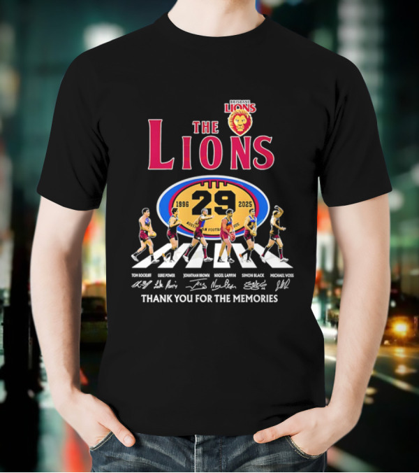 Brisbane Lions The Lions 29 Years 1996-2025 Thank You For The Memories Signatures T-Shirt