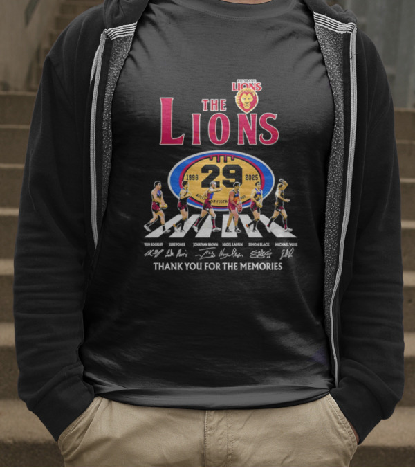 Brisbane Lions The Lions 29 Years 1996-2025 Thank You For The Memories Signatures T-Shirt