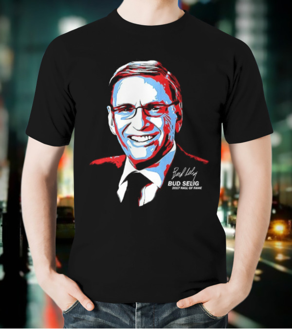 Bud Selig Commissioner Signature Red Blue White T-Shirt