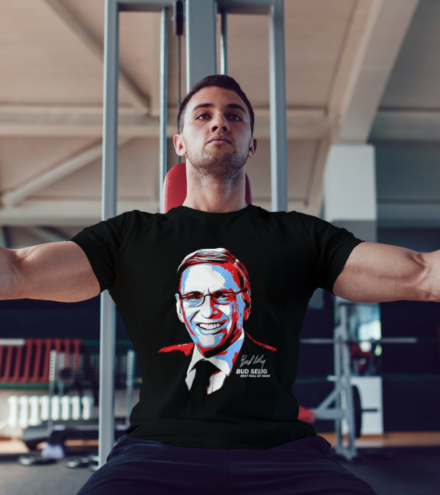Bud Selig Commissioner Signature Red Blue White T-Shirt