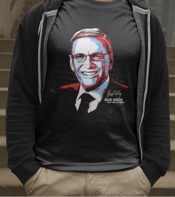 Bud Selig Commissioner Signature Red Blue White T-Shirt