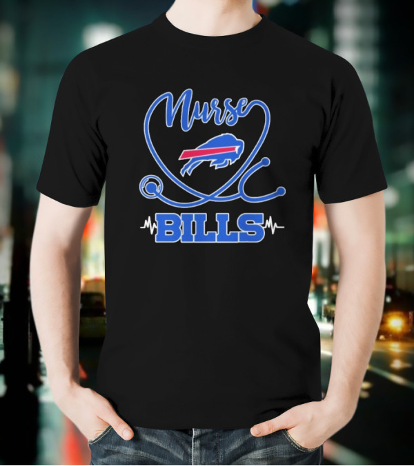 Nurse Buffalo Bills Stethoscope Heartbeat T-Shirt