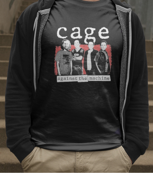 Cage Against The Machine Nicholas Sports Jersey Black White Red T-Shirt