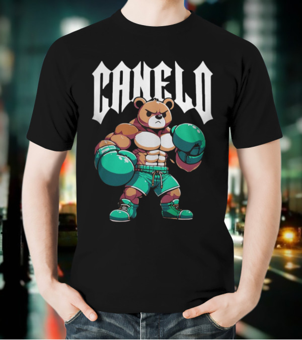 Canelo Bear Boxing Cartoon Bear With Gloves And Shorts T-Shirt