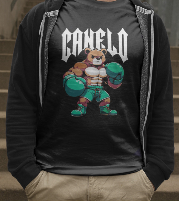 Canelo Bear Boxing Cartoon Bear With Gloves And Shorts T-Shirt