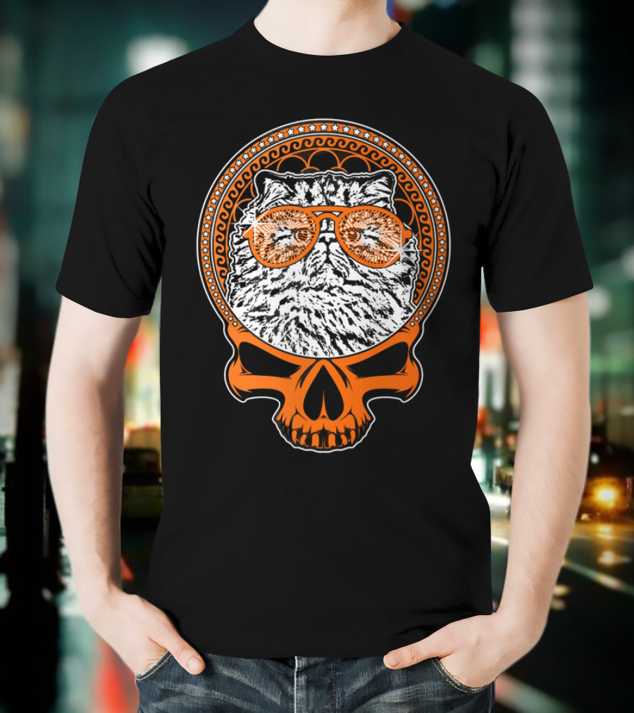 CATTY STYLE Skull Cat With Sunglasses T-Shirt