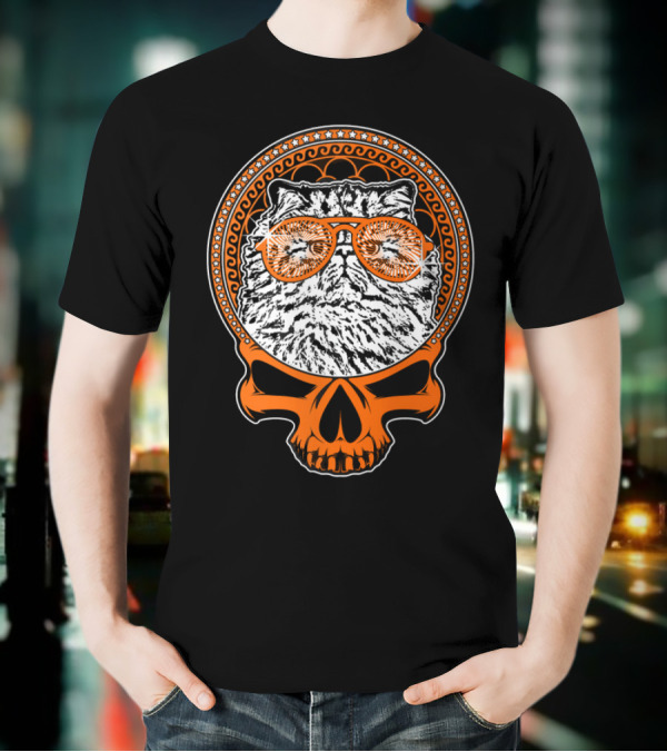 CATTY STYLE Skull Cat With Sunglasses T-Shirt