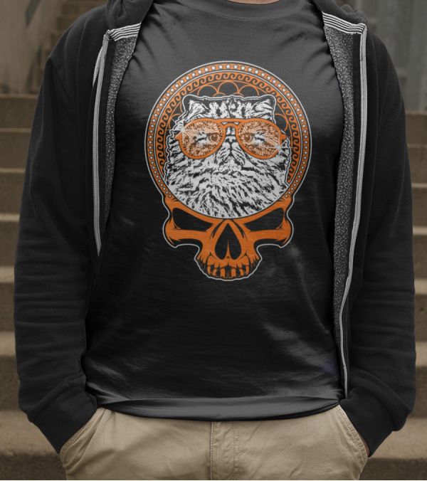 CATTY STYLE Skull Cat With Sunglasses T-Shirt