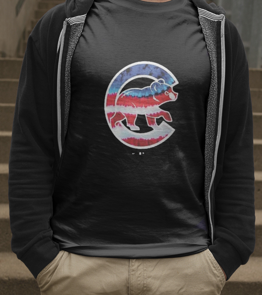 Chicago Cubs Americana Tie-Dye Bear Logo T-Shirt