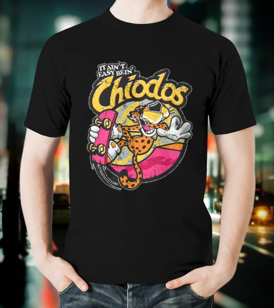 It Ain't Easy Bein' Chiodos Skateboard Cheetah Black T-Shirt