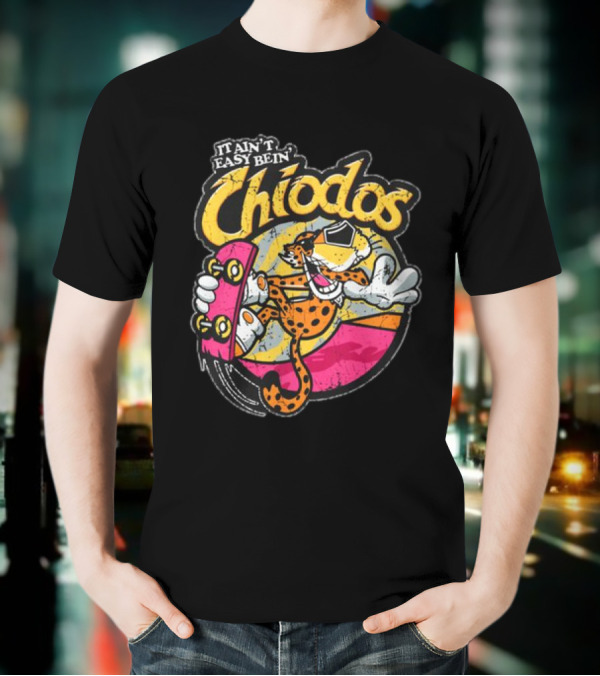 It Ain't Easy Bein' Chiodos Skateboard Cheetah Black T-Shirt