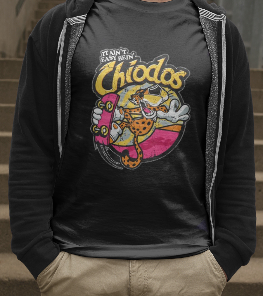 It Ain't Easy Bein' Chiodos Skateboard Cheetah Black T-Shirt