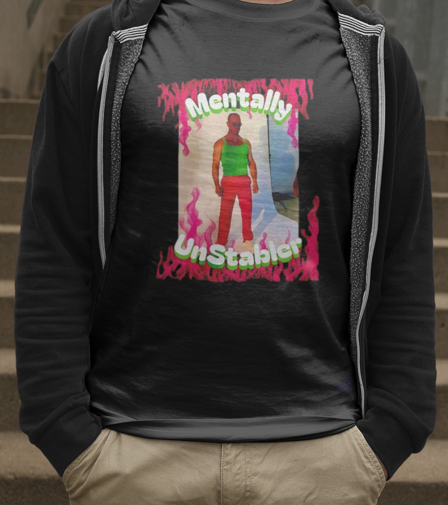 Mentally Unstabler Flaming Outfit Vibrant Red Pants T-Shirt