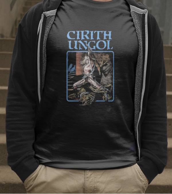 Cirith Ungol Fantasy Warrior And Dragon Battle T-Shirt