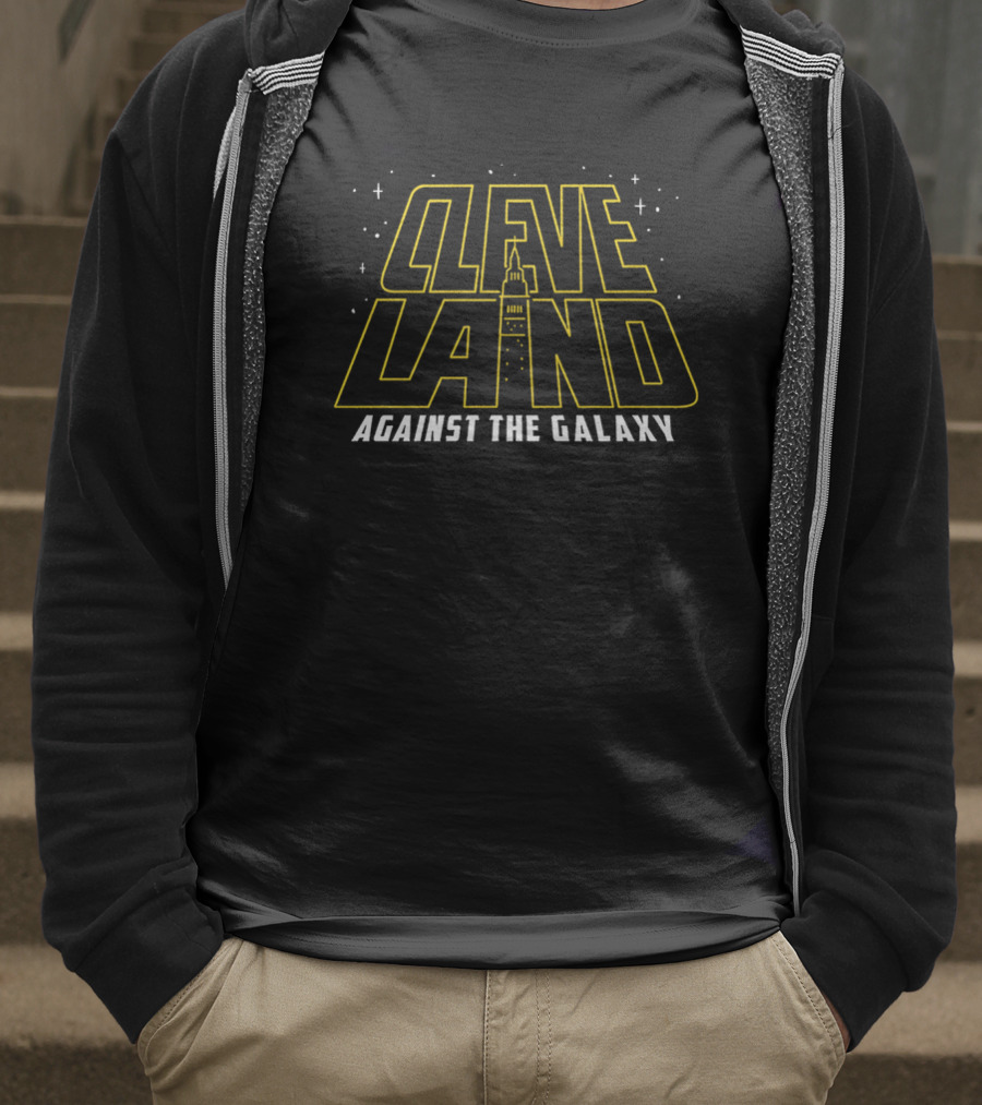 Cleveland Against The Galaxy Tower And Stars Fantasy Style T-Shirt