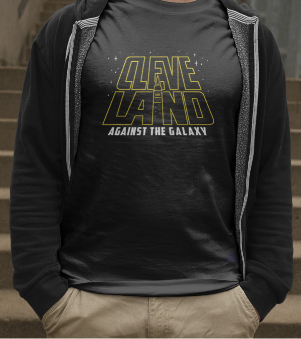 Cleveland Against The Galaxy Tower And Stars Fantasy Style T-Shirt
