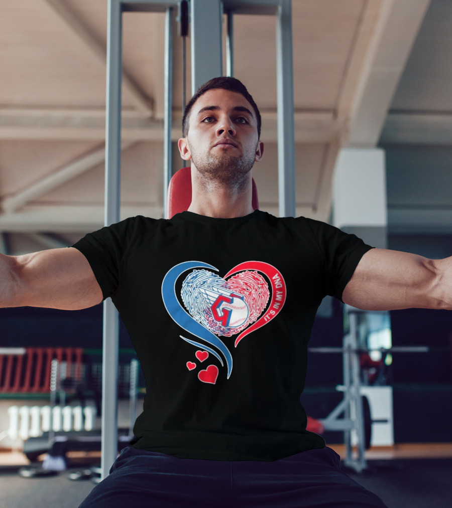 Cleveland Guardians It's In My DNA Heart Baseball Fingerprint T-Shirt