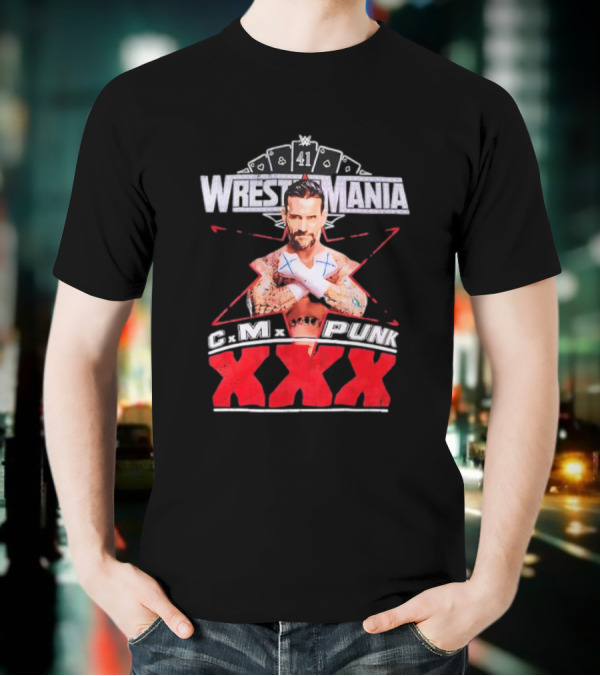 CM Punk WrestleMania XXX 41 Playing Cards Theme T-Shirt