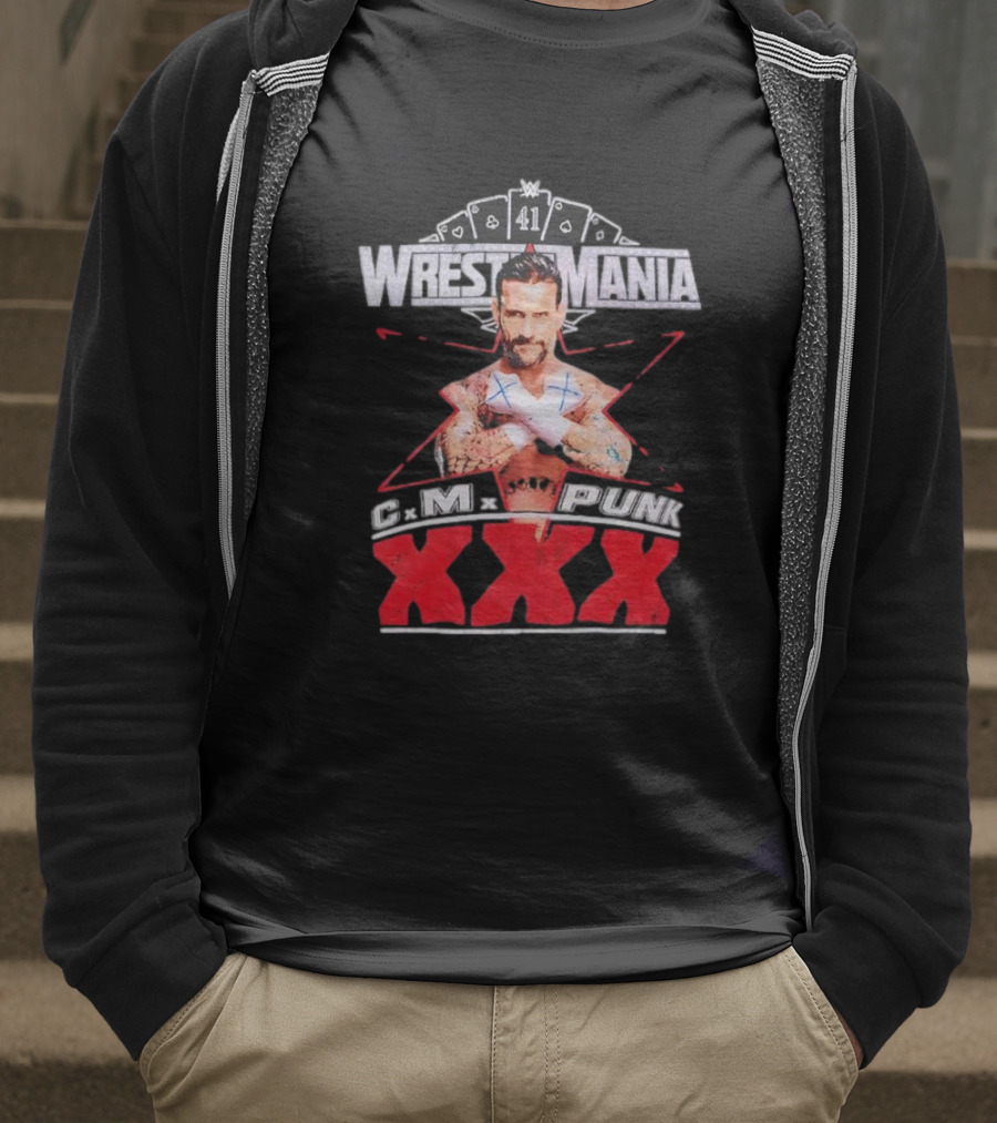 CM Punk WrestleMania XXX 41 Playing Cards Theme T-Shirt