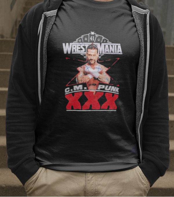 CM Punk WrestleMania XXX 41 Playing Cards Theme T-Shirt