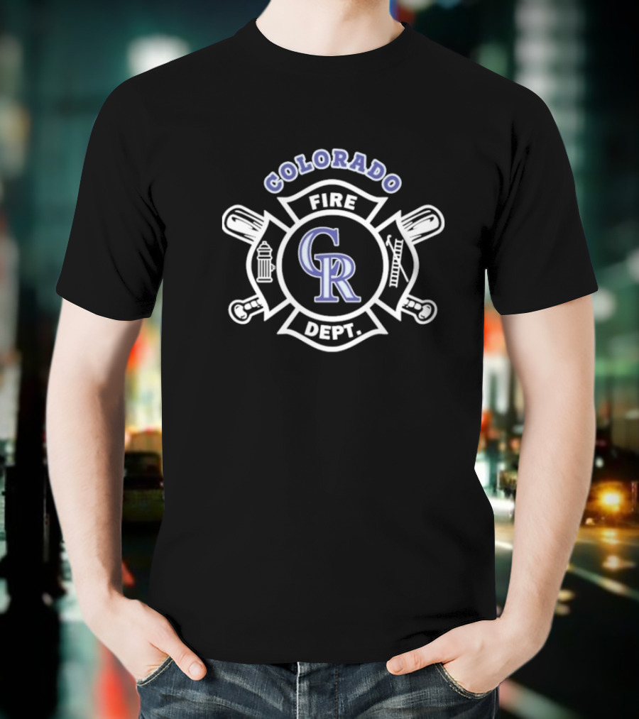 Colorado Rockies Fire Dept Firefighters Emblem With CR Logo T-Shirt