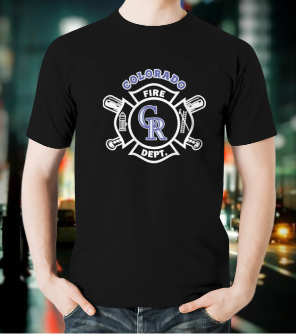 Colorado Rockies Fire Dept Firefighters Emblem With CR Logo T-Shirt