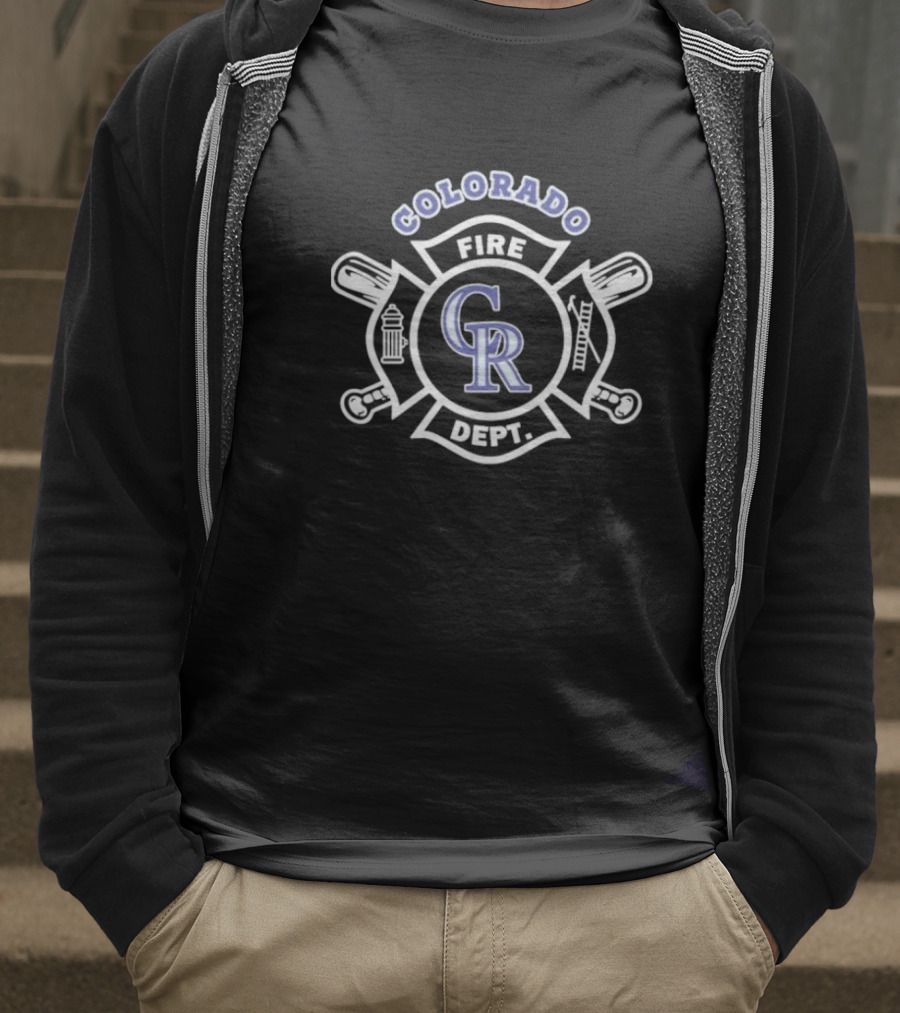 Colorado Rockies Fire Dept Firefighters Emblem With CR Logo T-Shirt