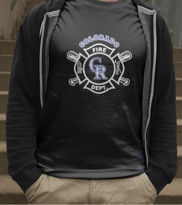 Colorado Rockies Fire Dept Firefighters Emblem With CR Logo T-Shirt