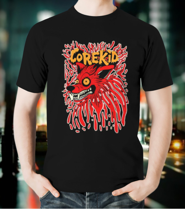 Corekid Blood Wolf Fiery Red Canine Artwork T-Shirt