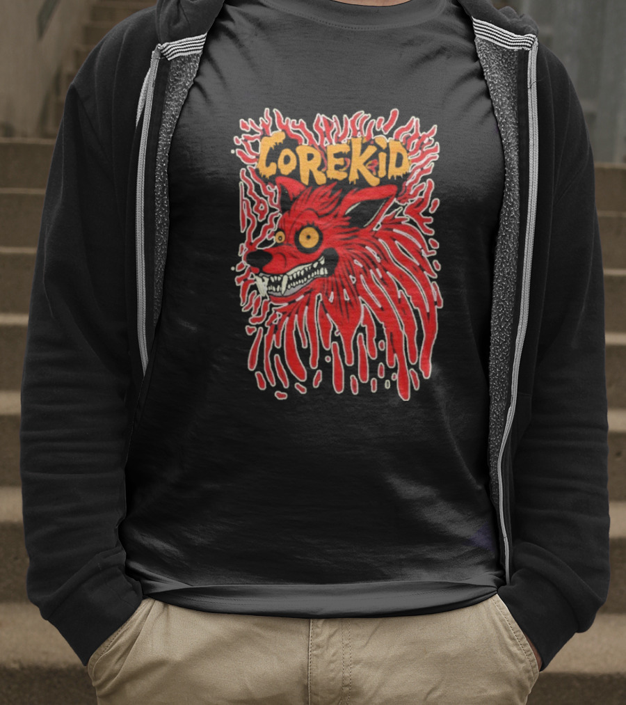 Corekid Blood Wolf Fiery Red Canine Artwork T-Shirt