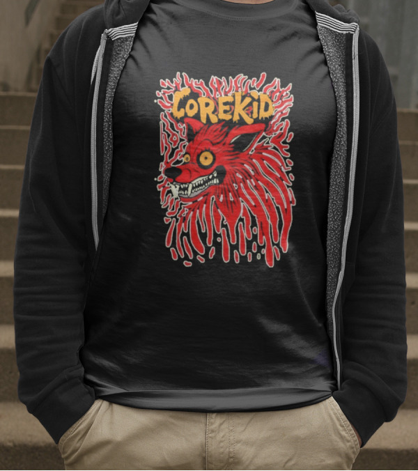 Corekid Blood Wolf Fiery Red Canine Artwork T-Shirt