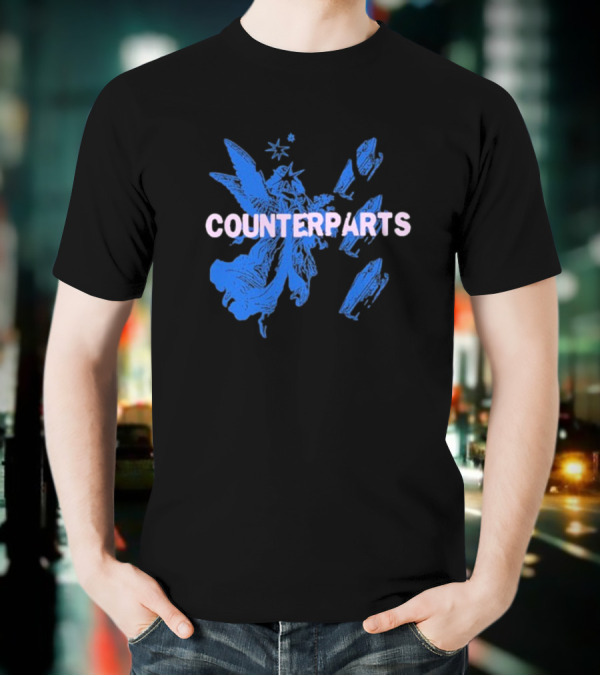 Counterparts Angel Eulogy Blue Angelic Figure With Pink Typography T-Shirt