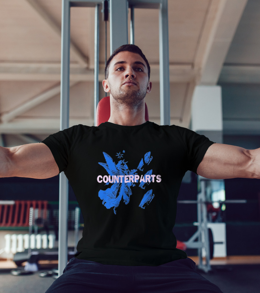 Counterparts Angel Eulogy Blue Angelic Figure With Pink Typography T-Shirt