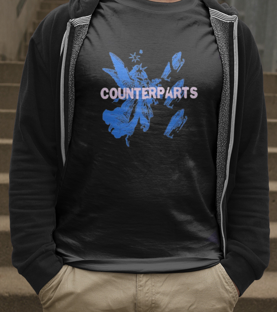 Counterparts Angel Eulogy Blue Angelic Figure With Pink Typography T-Shirt